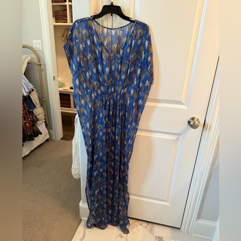 Nordstrom Blue and Gold Geometric Maxi Dress